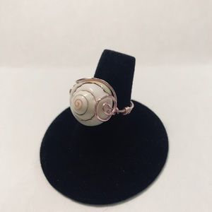 Handcrafted natural shiva shell ring